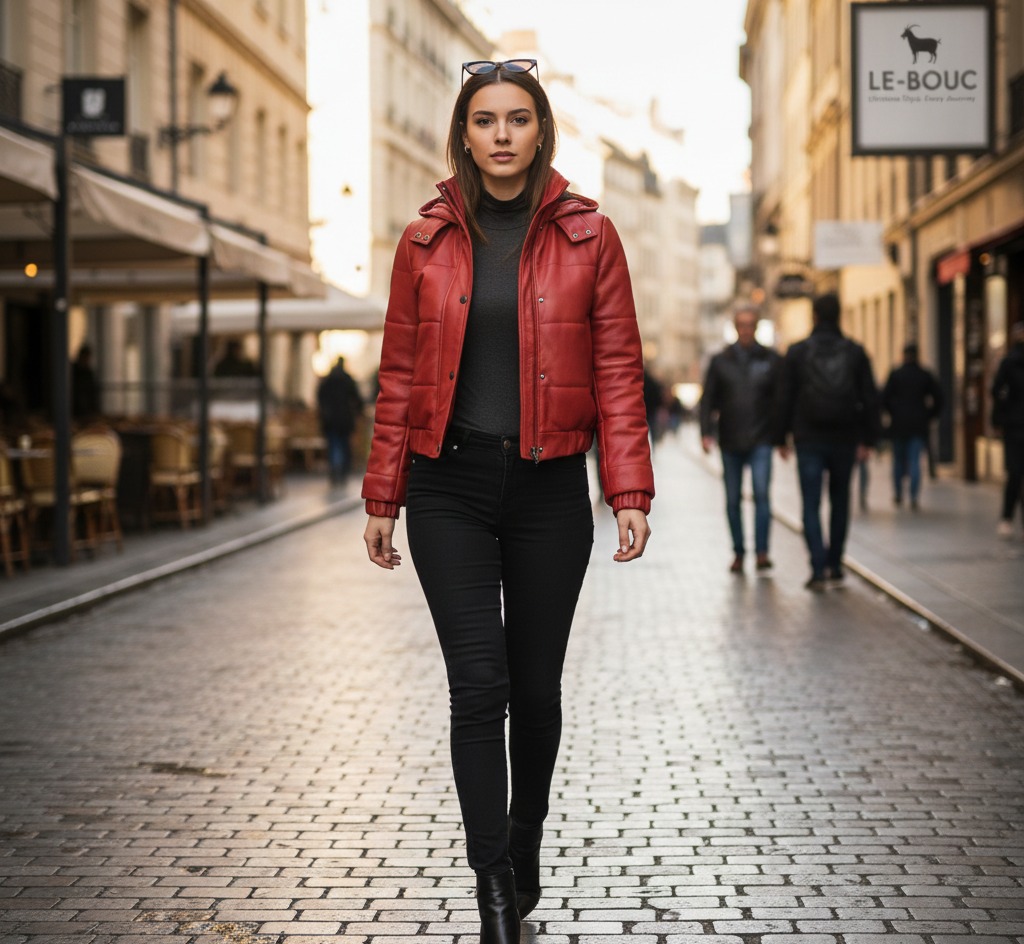 Puffer Leather Jacket