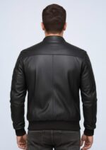 Aviator Black Leather Jacket - Image 2