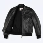 Aviator Black Leather Jacket - Image 5